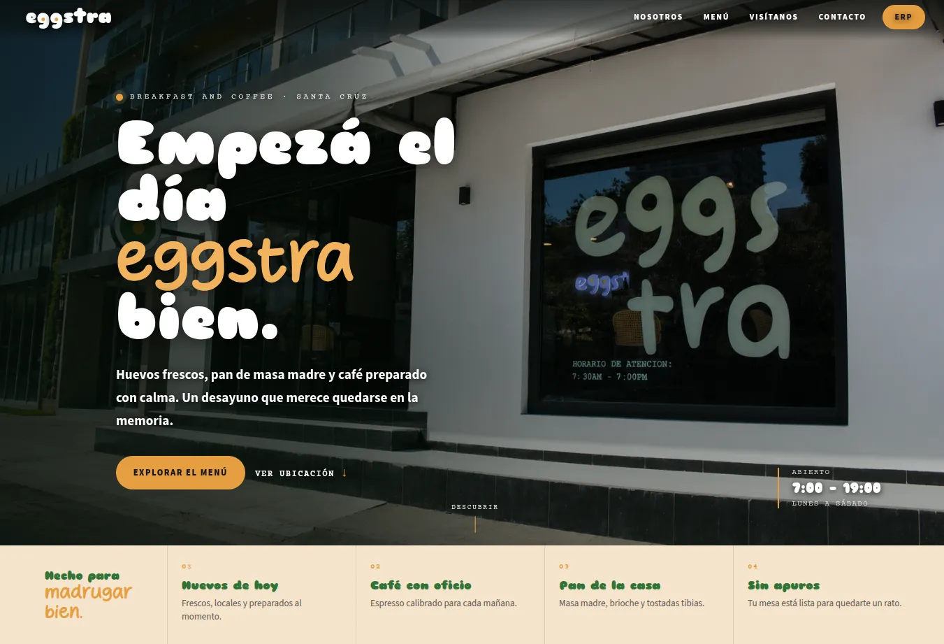 Captura de la landing de Eggstra